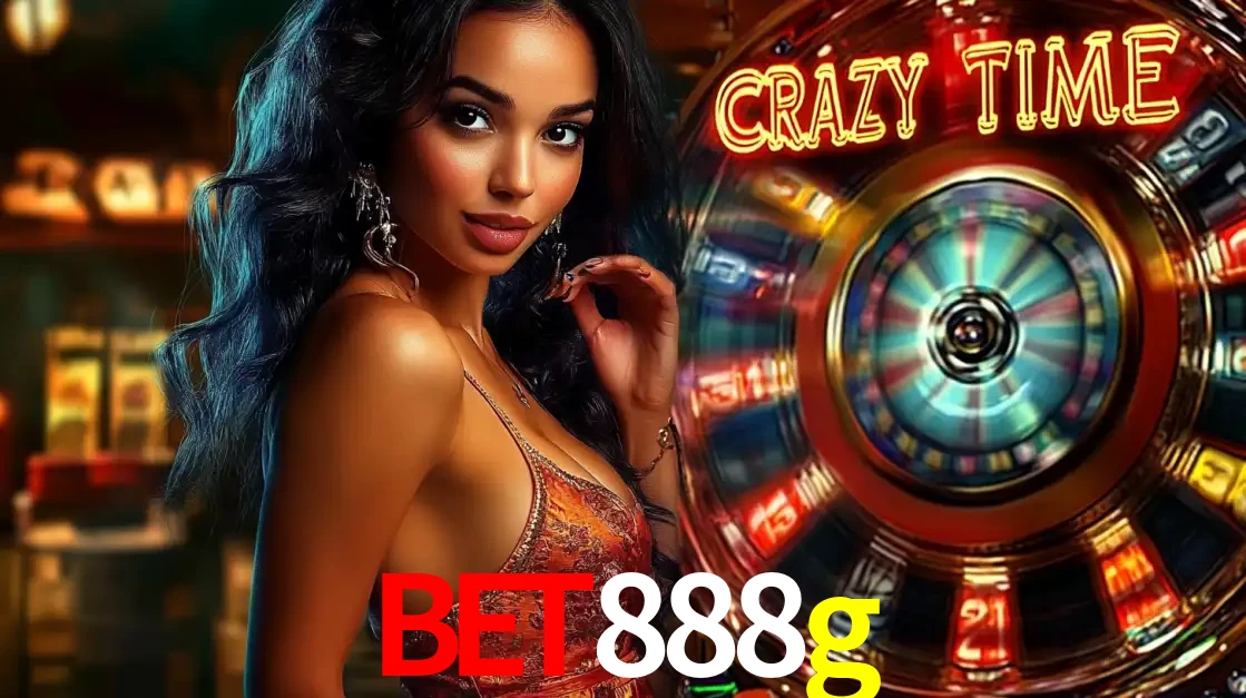 Mulher elegante ao lado da vibrante roda da fortuna do jogo de cassino ao vivo Crazy Time, um dos game shows mais populares e cheios de prêmios do bet888g.
