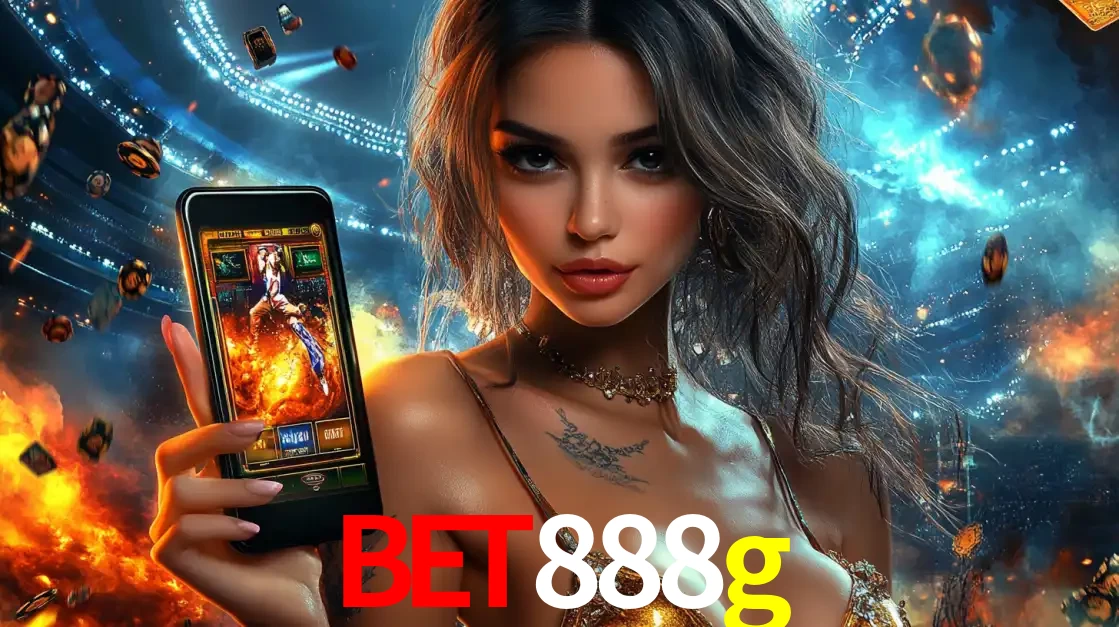 Mulher segurando um celular com um jogo de slot em destaque, tendo como fundo um estádio vibrante, simbolizando a emoção de jogar no cassino móvel bet888g.